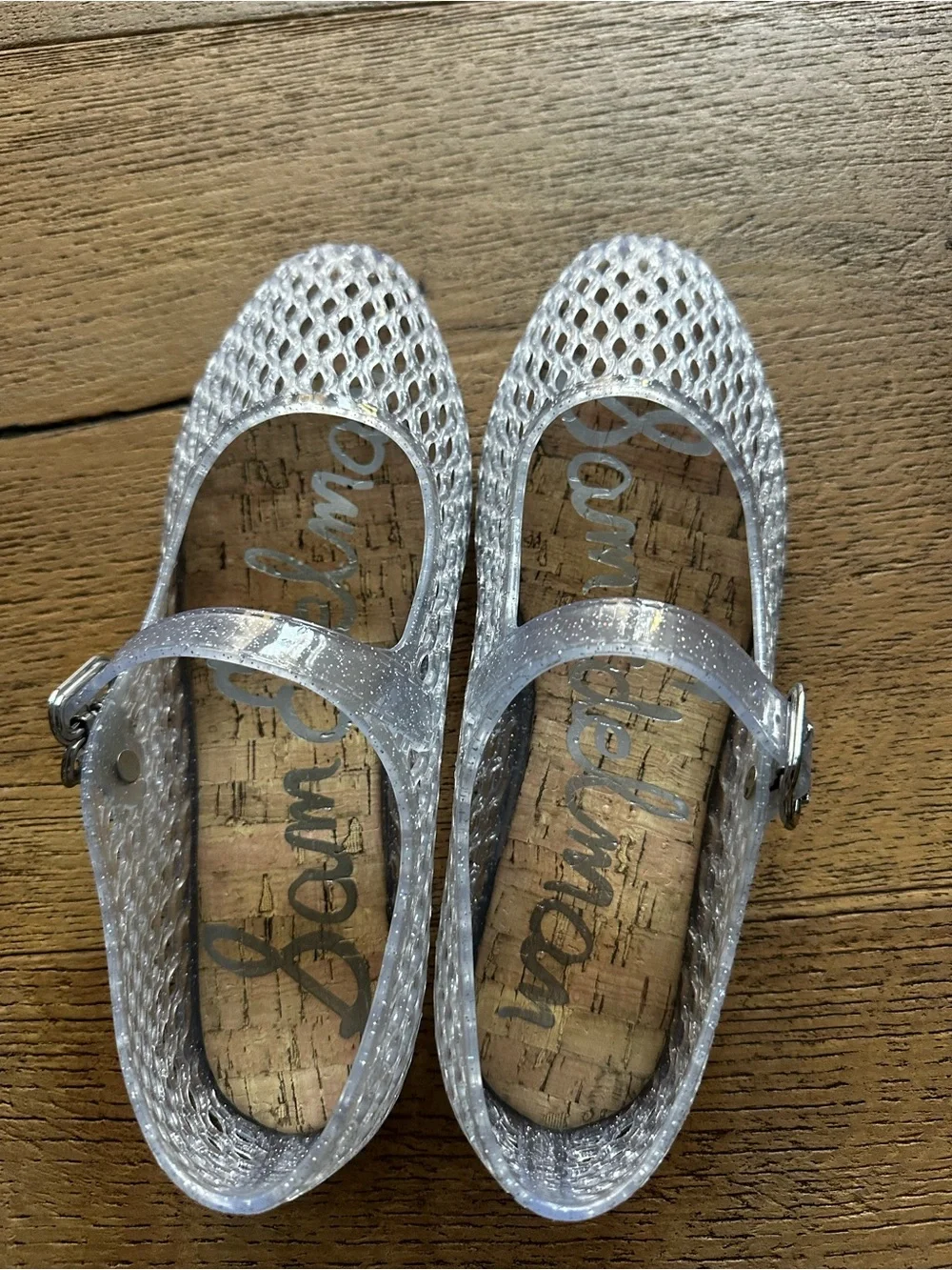 Sam Edelman Clear Glitter Jelly Mary Jane Flats for Girls 4M